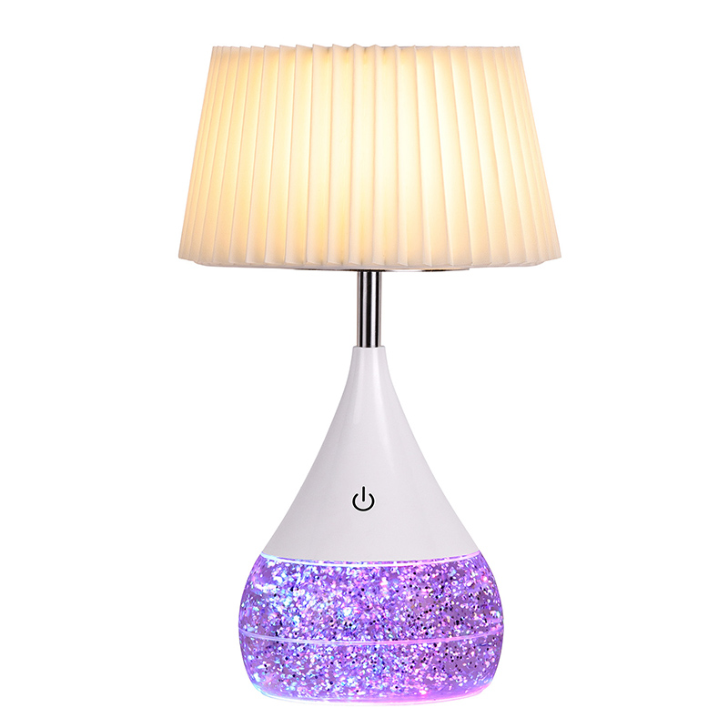 Glitter Liquid LED Desk Lamp with Fabric Shade