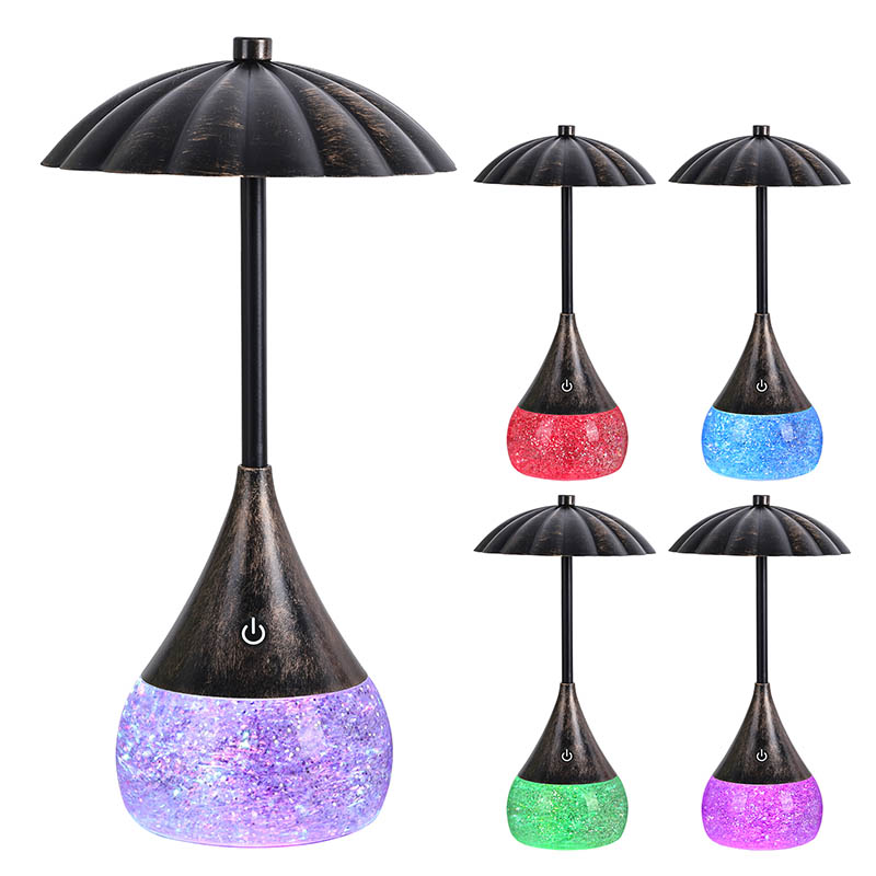 Natural Light Led Desk Lamp With RGB Glitter Bottle