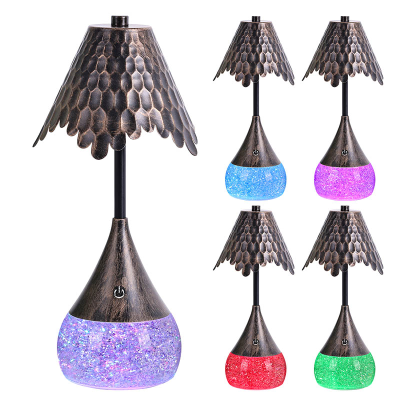 Retor Shade Led Desk Lamp With RGB Glitter Base