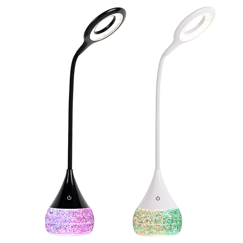 RGB Glitter Liquid Base LED Desk Lamp with Adjustable Shade