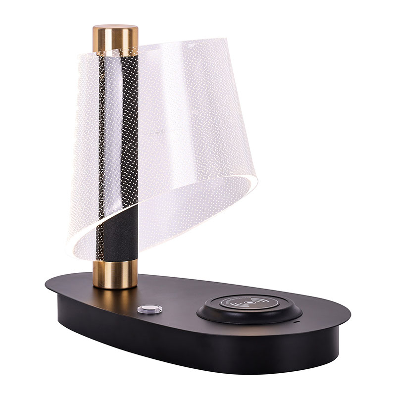 Wireless Charger LED Table Lamp with Glass Shade